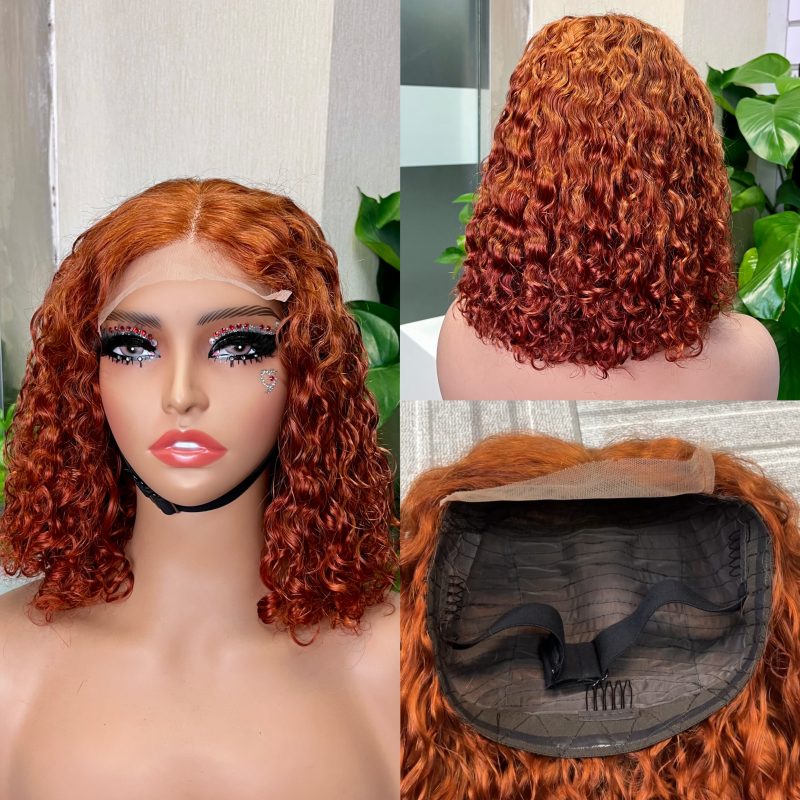 Water Wave 5x5 Double Drawn Transparent Lace Closure Bob Wig - 图片 7